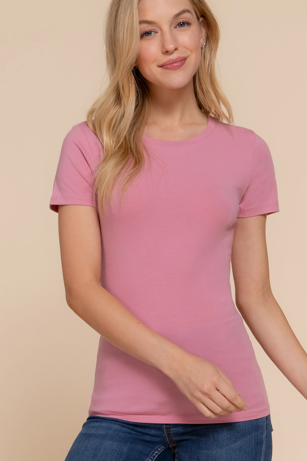 Active USA - Women's Short Sleeve Crew Neck Cotton Spandex Jersey - T11733