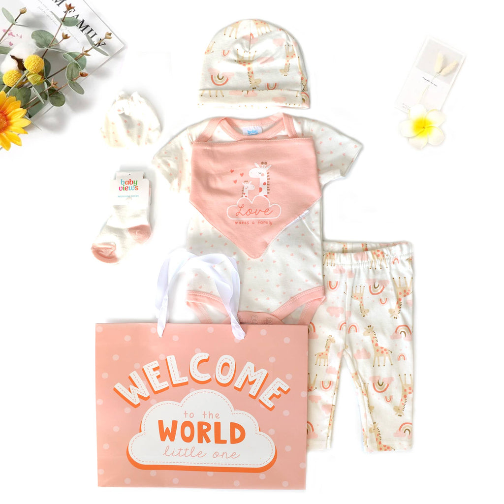 8 Pcs Hanging Baby Gift Set Bodysuit Leggings Bib Mitten Cap