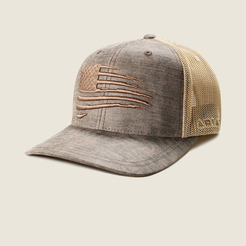 Ariat - Youth Flag Brown/Tan Mesh Snapback Cap A300081802
