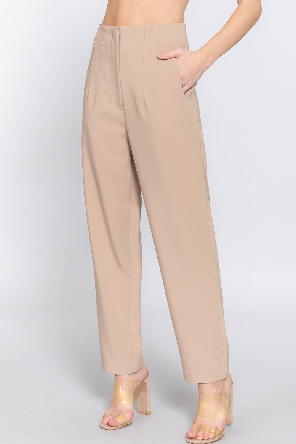 Active USA - Pantalón Largo de Cintura Alta con Pliegues - P13839