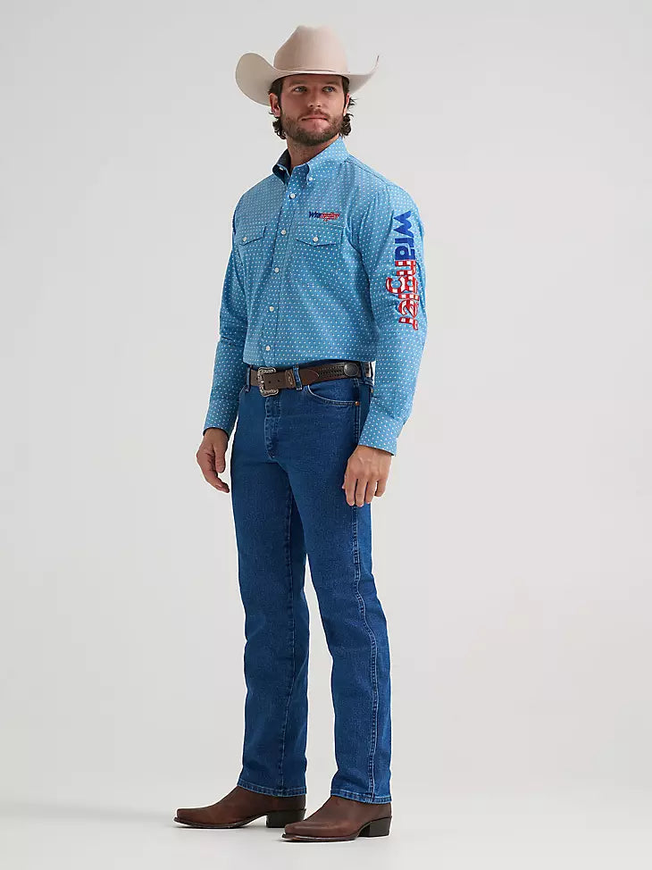 Wrangler Men's Long Sleeve Logo Shirt - Buttons - 112381985