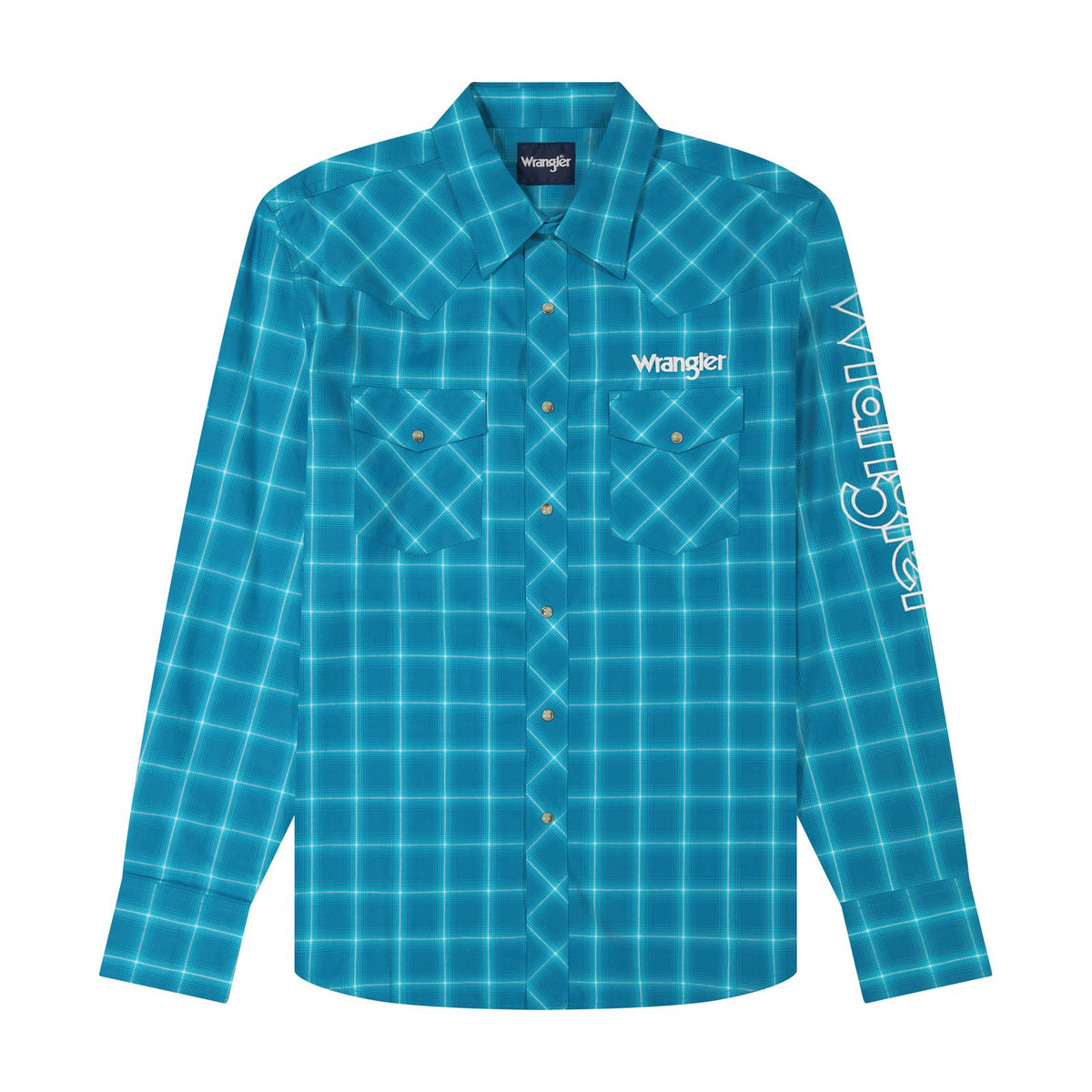 Men's Wrangler® Long Sleeve Logo Shirt - Classic Fit - Snaps - 112385930