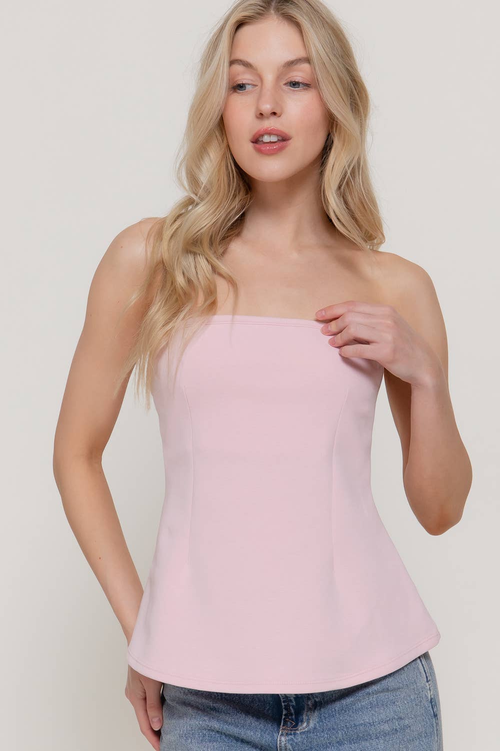 Active USA - Top tubo de punto suave tipo peplum para mujer - T15345