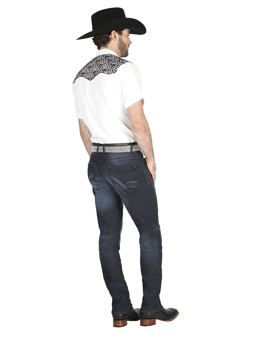 Men's El Norteño Skinny Stretch Denim Pants In Dark Blue 126634