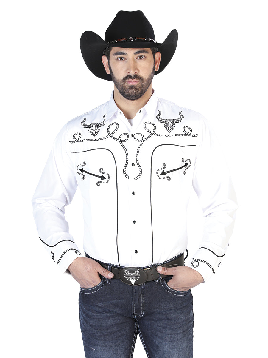 Men's El Señor de los Cielos Embroidery Shirt White/Black 126712