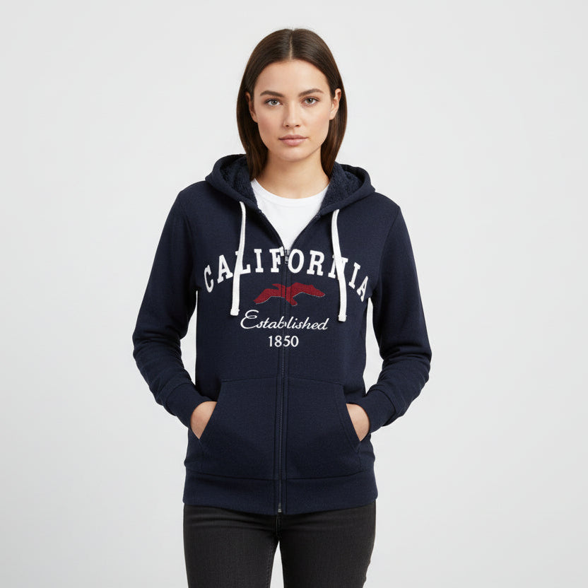 Reflex - Suéter con cremallera y diseño de pájaro de California para mujer - JK330