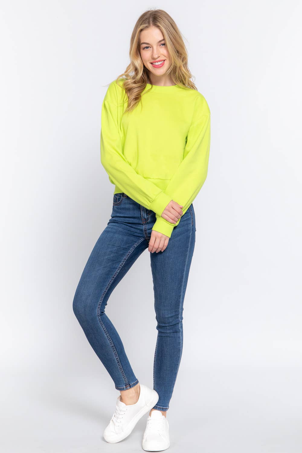 Active USA - Women's Long Sleeve Round Neck Crop SweatShirt - T13736