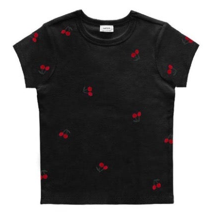 Reflex - Women's Cotton Rib T-shirt with Cherry All Over Embroidery - S535