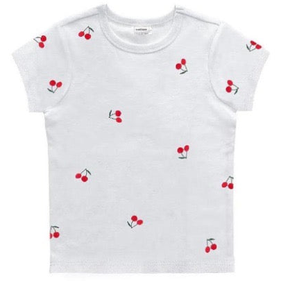Reflex - Women's Cotton Rib T-shirt with Cherry All Over Embroidery - S535