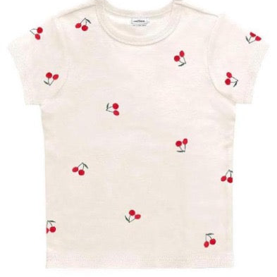 Reflex - Women's Cotton Rib T-shirt with Cherry All Over Embroidery - S535