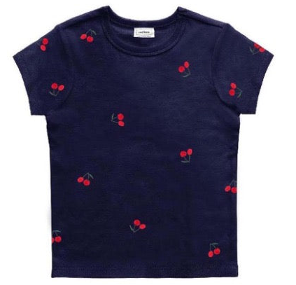 Reflex - Women's Cotton Rib T-shirt with Cherry All Over Embroidery - S535