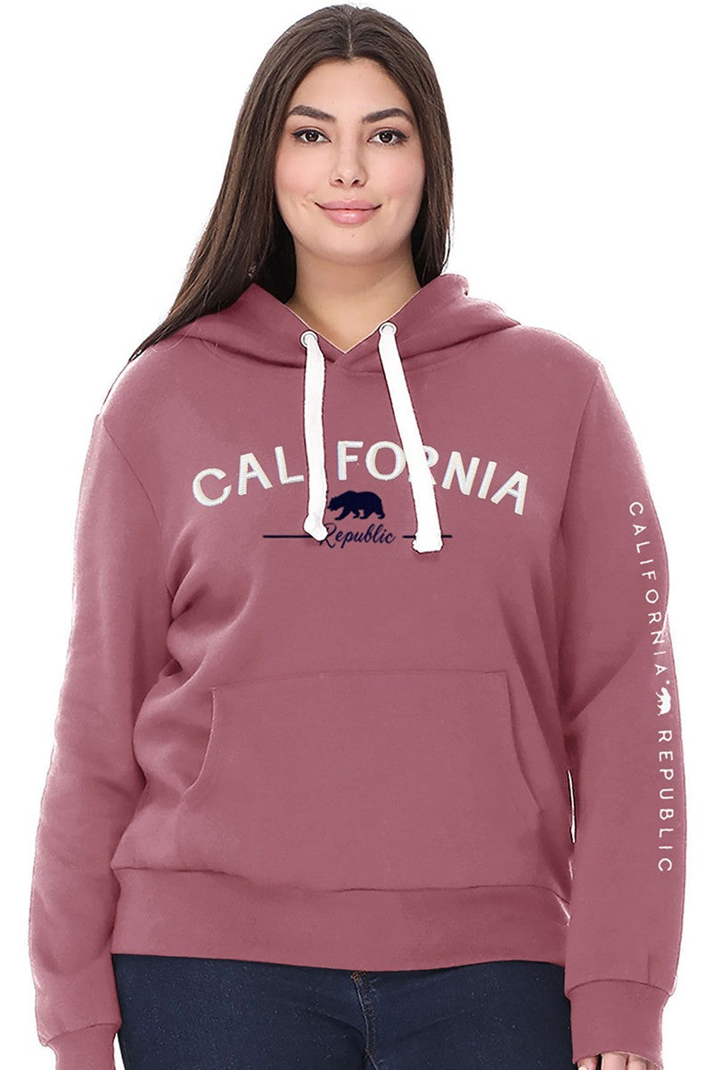 Reflex - Sudadera con capucha bordada de California para mujer [Tallas grandes] - JU523B