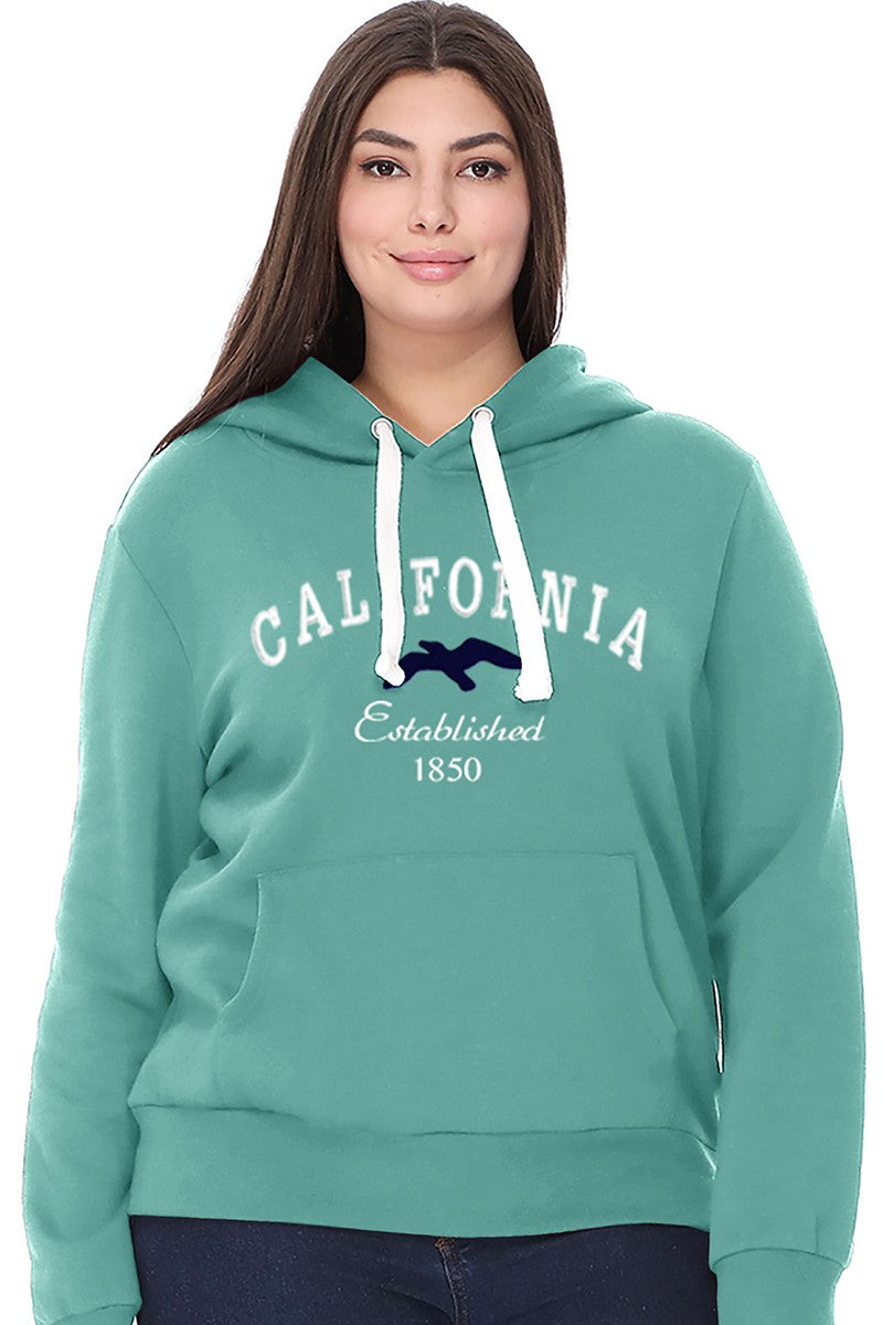 Reflex - Sudadera con capucha bordada California para mujer [Talla grande] - JU330B