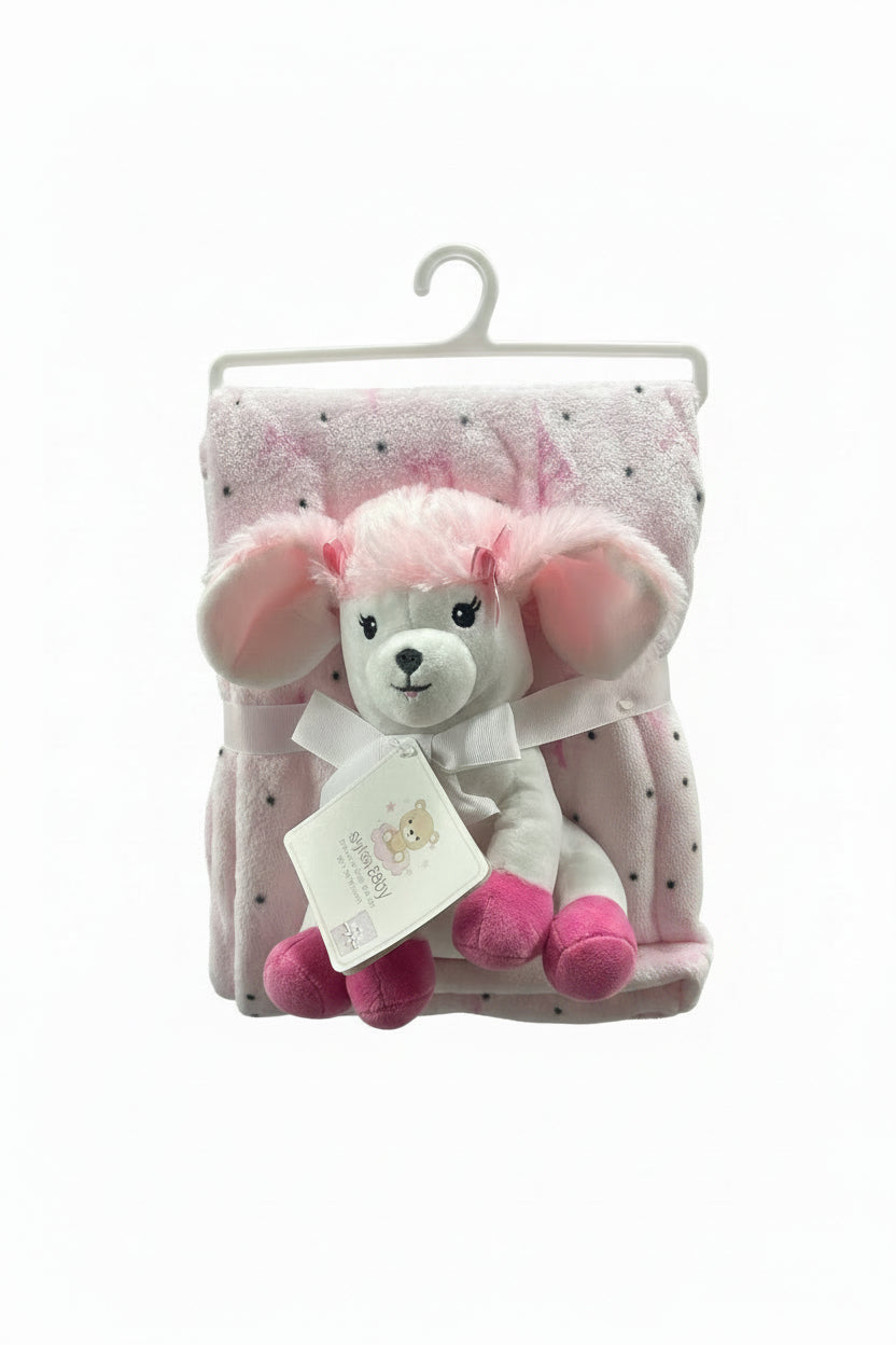 Stylish Baby Toddler Plush Blanket with Puppy Plush Toy- GPTB1115