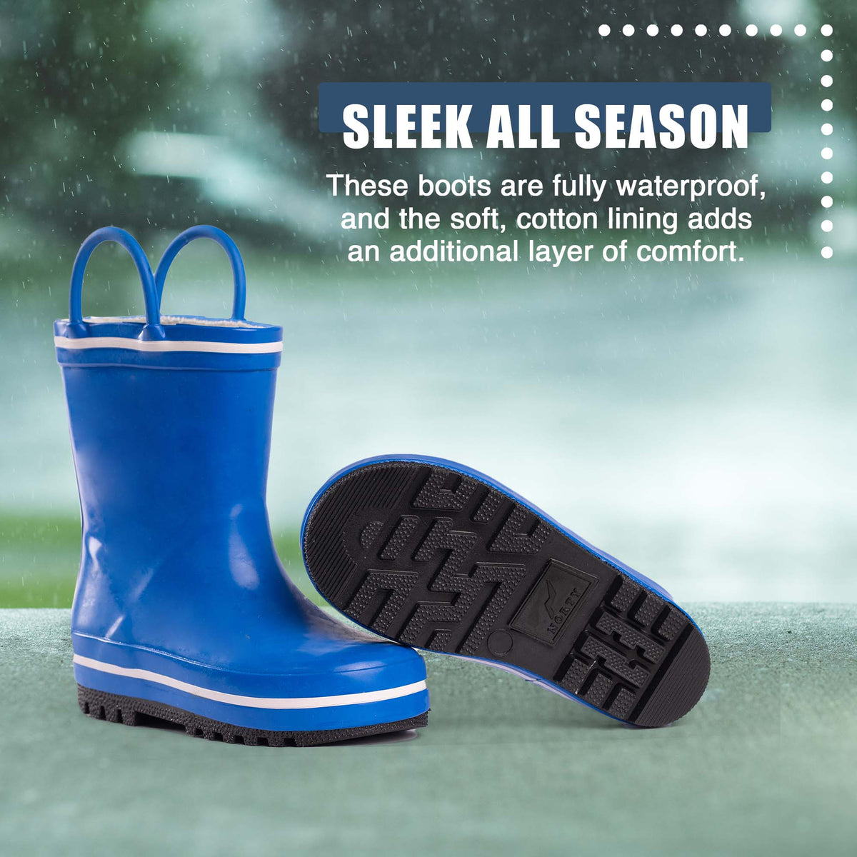Norty Toddler Rain Boots - Blue/White Color -  39817