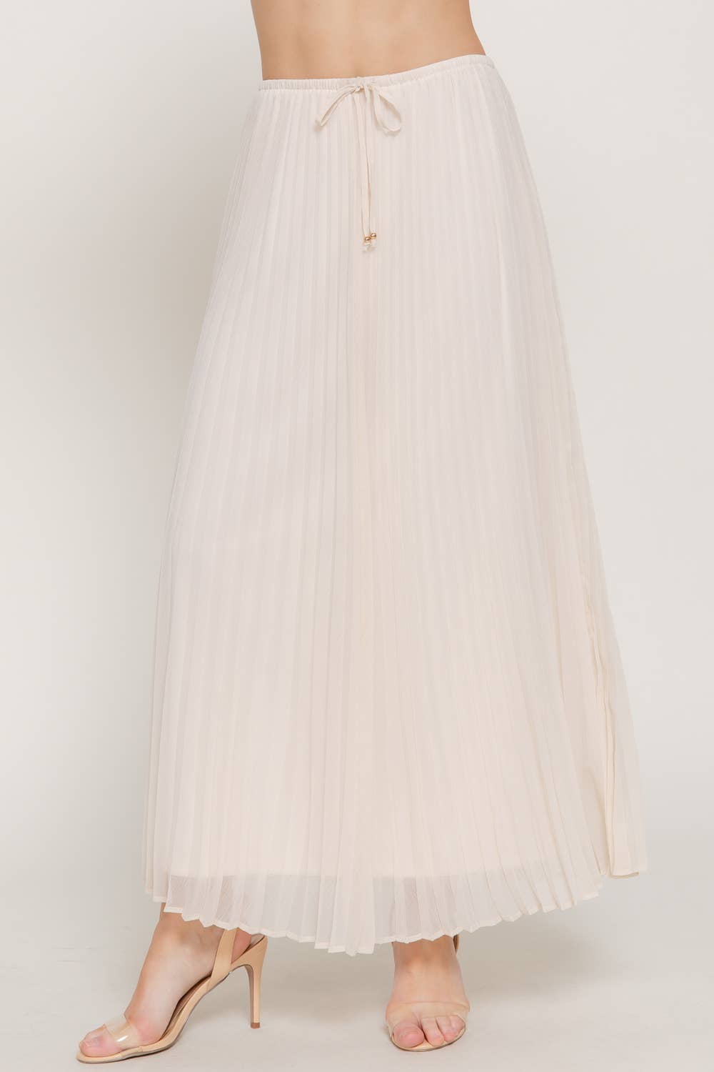Active USA - Falda larga de gasa con detalle plisado para mujer - S15058