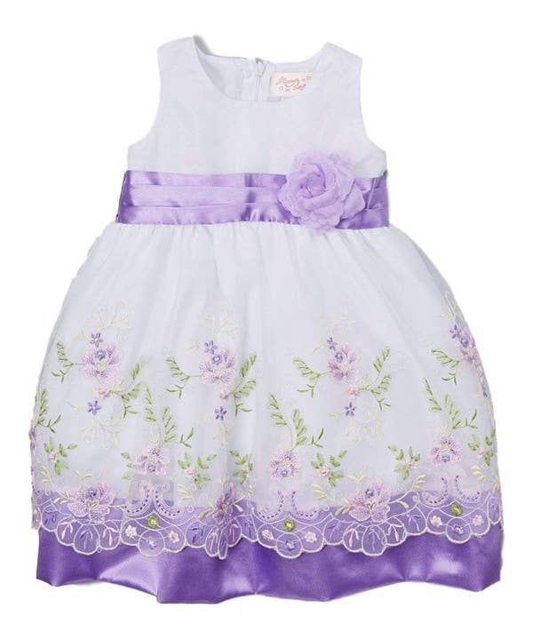 Unik - Vestido Babydoll Lavanda con Bordado Floral para Niñas - FD16305