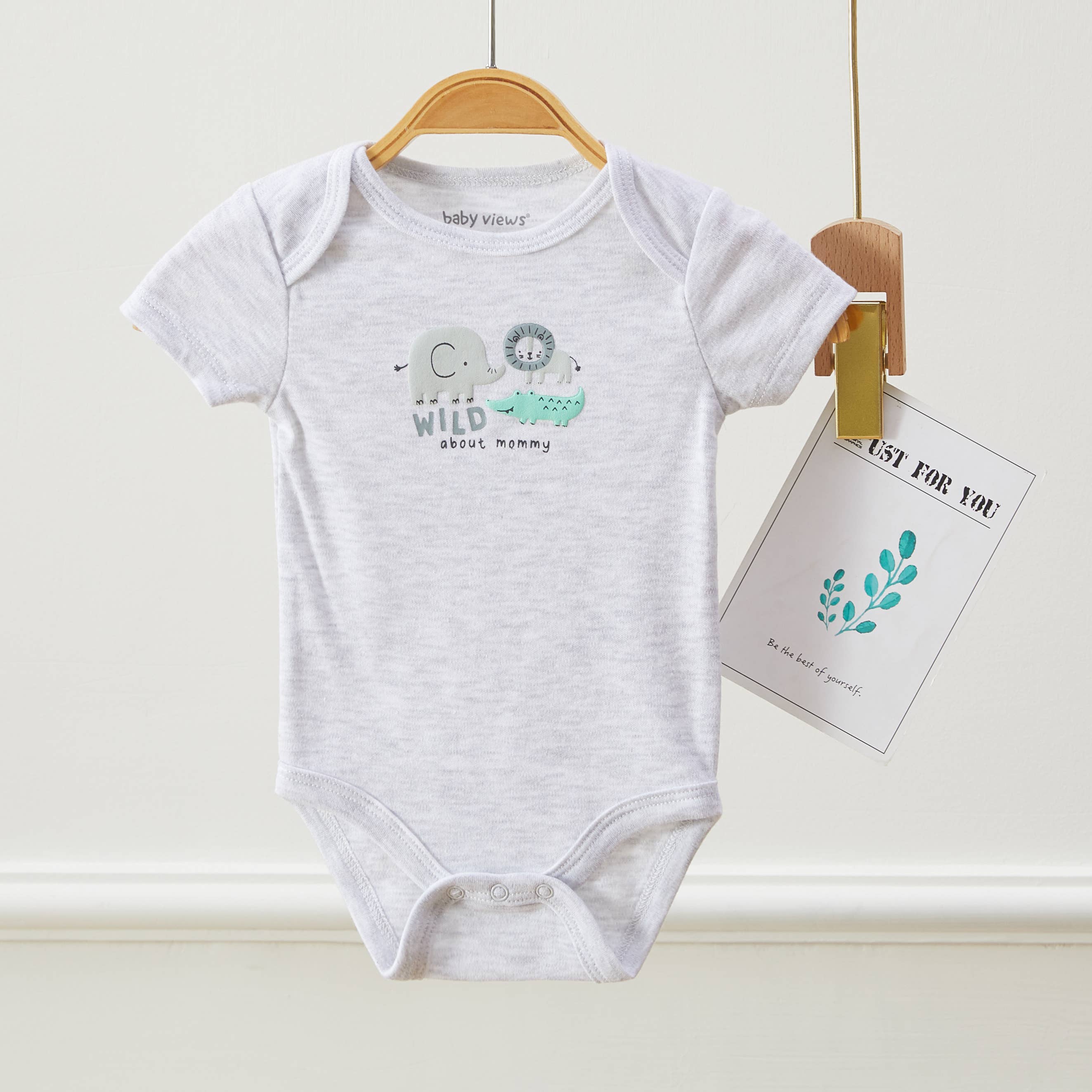 Pack of 3 Baby Boys Safari Animal Short Sleeves Bodysuits