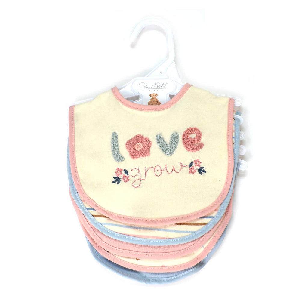 5 Pack Soft Cotton Poly Embroidered Baby Bibs