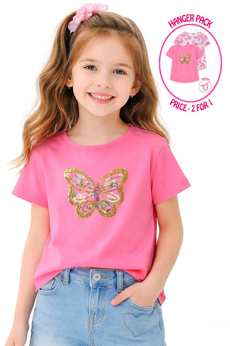 Girl's 2pc/ Pack Fashion Tees with Scrunchie - GKT-Y24-19006B-03