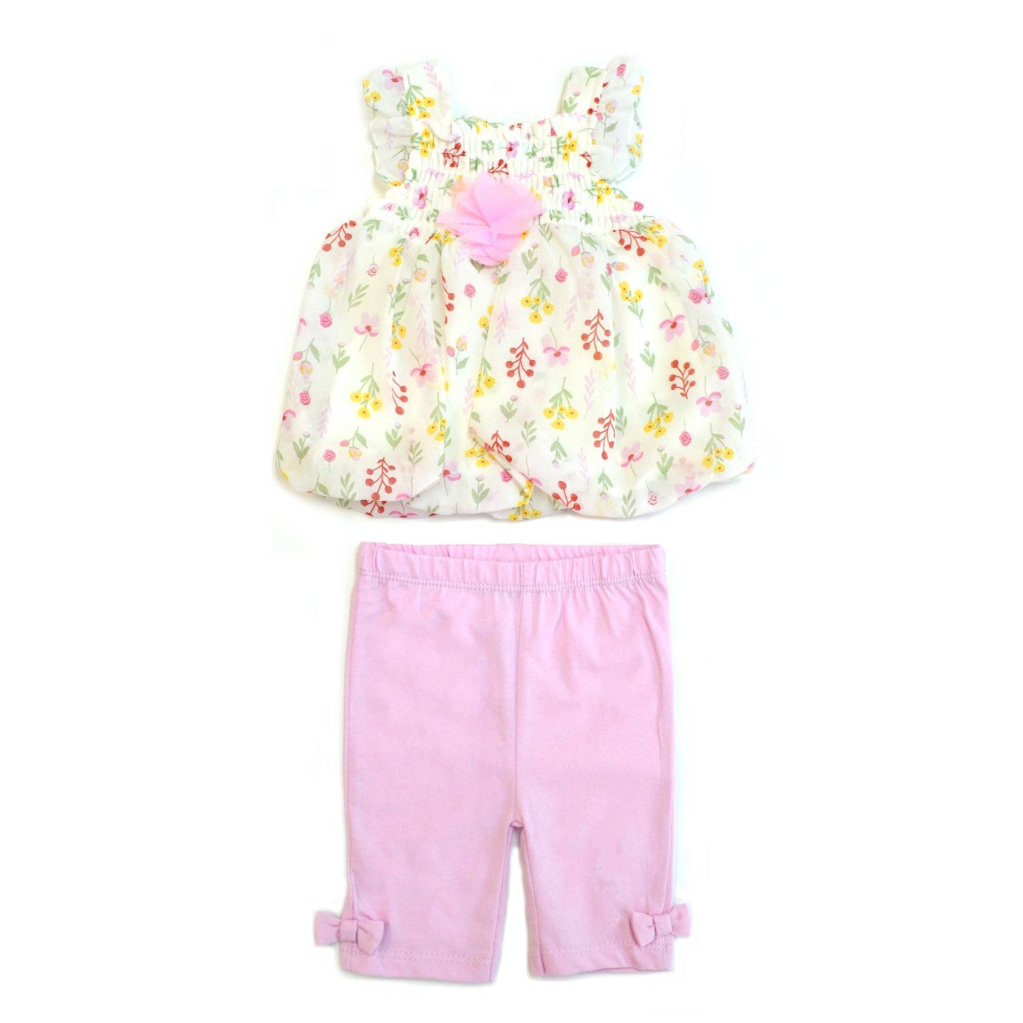 Flower Chiffon Baby Outfit Top & Leggings 2 Piece Set - B047G205