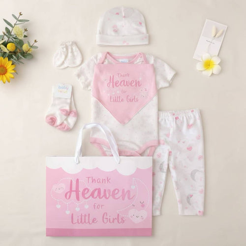 8 Pcs Hanging Baby Gift Set Bodysuit Leggings Bib Mitten Cap