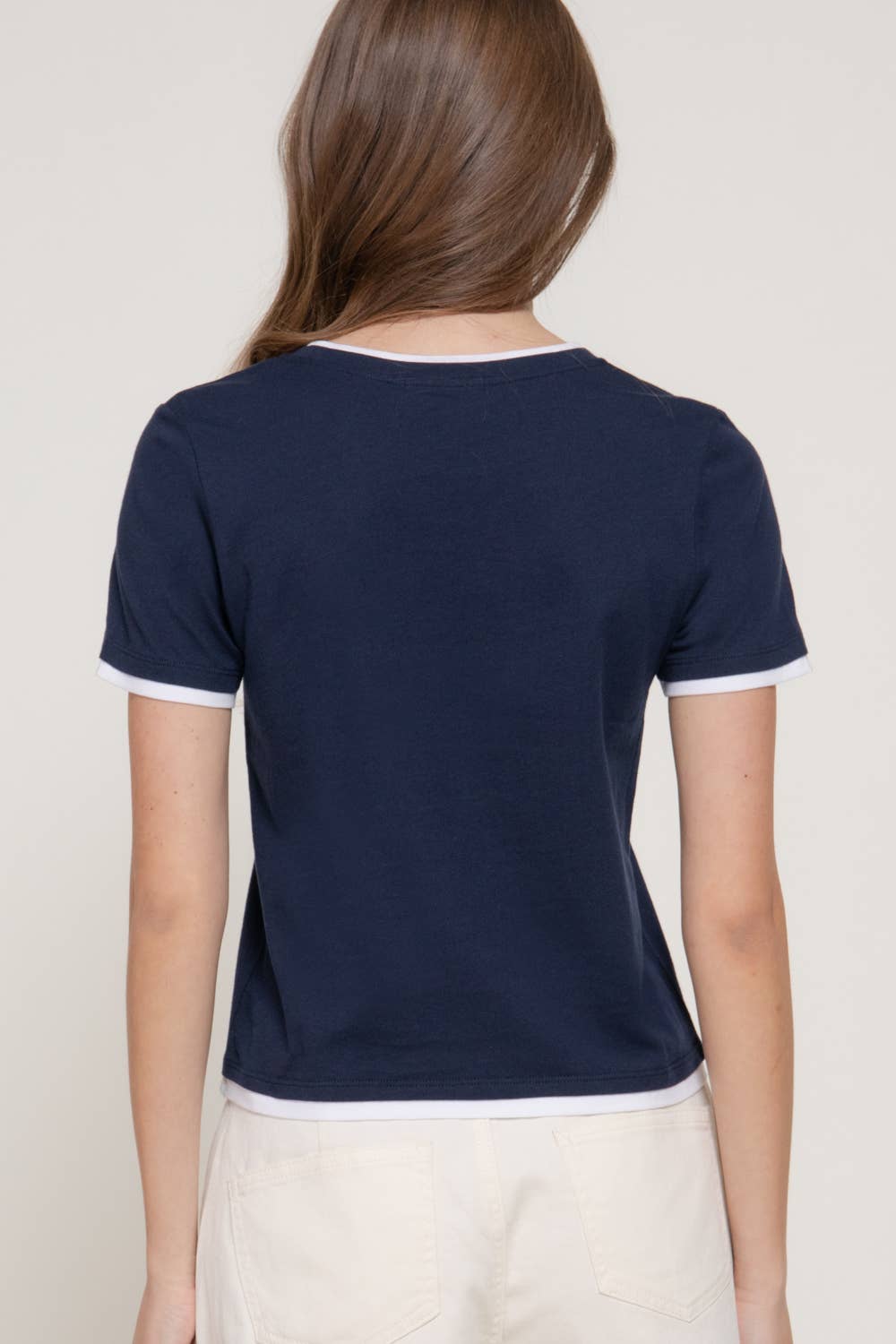 Active USA - Women's Short Sleeve Round Neck Printed Knit Top - T15096