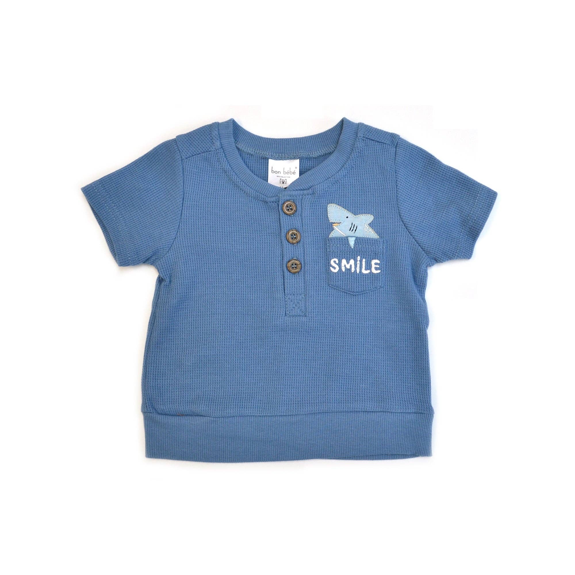 Boys 2pc Summer Cute Waffle Knit Top & Shorts Sets - B112G401