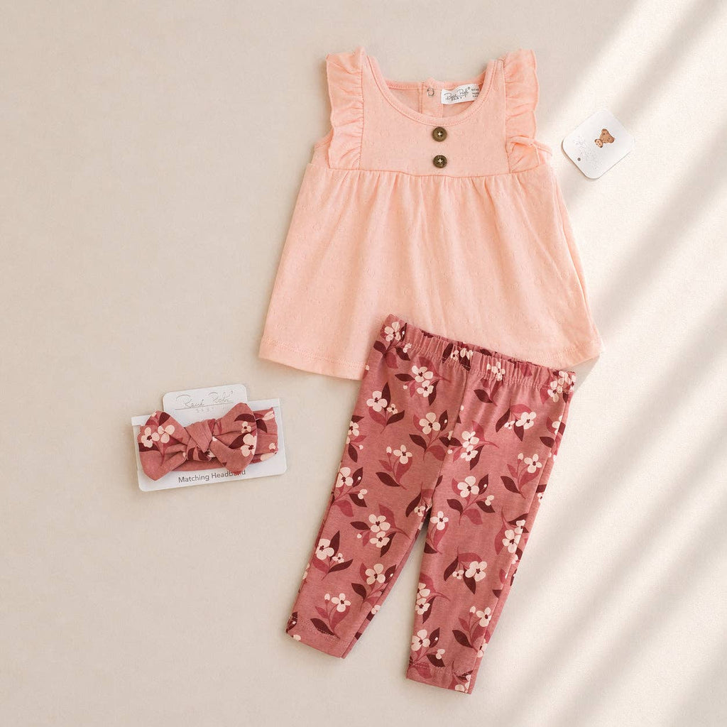 Conjunto de top, capri leggings y diadema Rene Rofe para bebé niña - R001E208