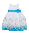 Unik - Vestido de bebé con bordado floral aguamarina para niña - FD16305