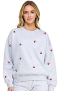 Reflex- Women Crewneck Bow Cherry All Over Emb- T980