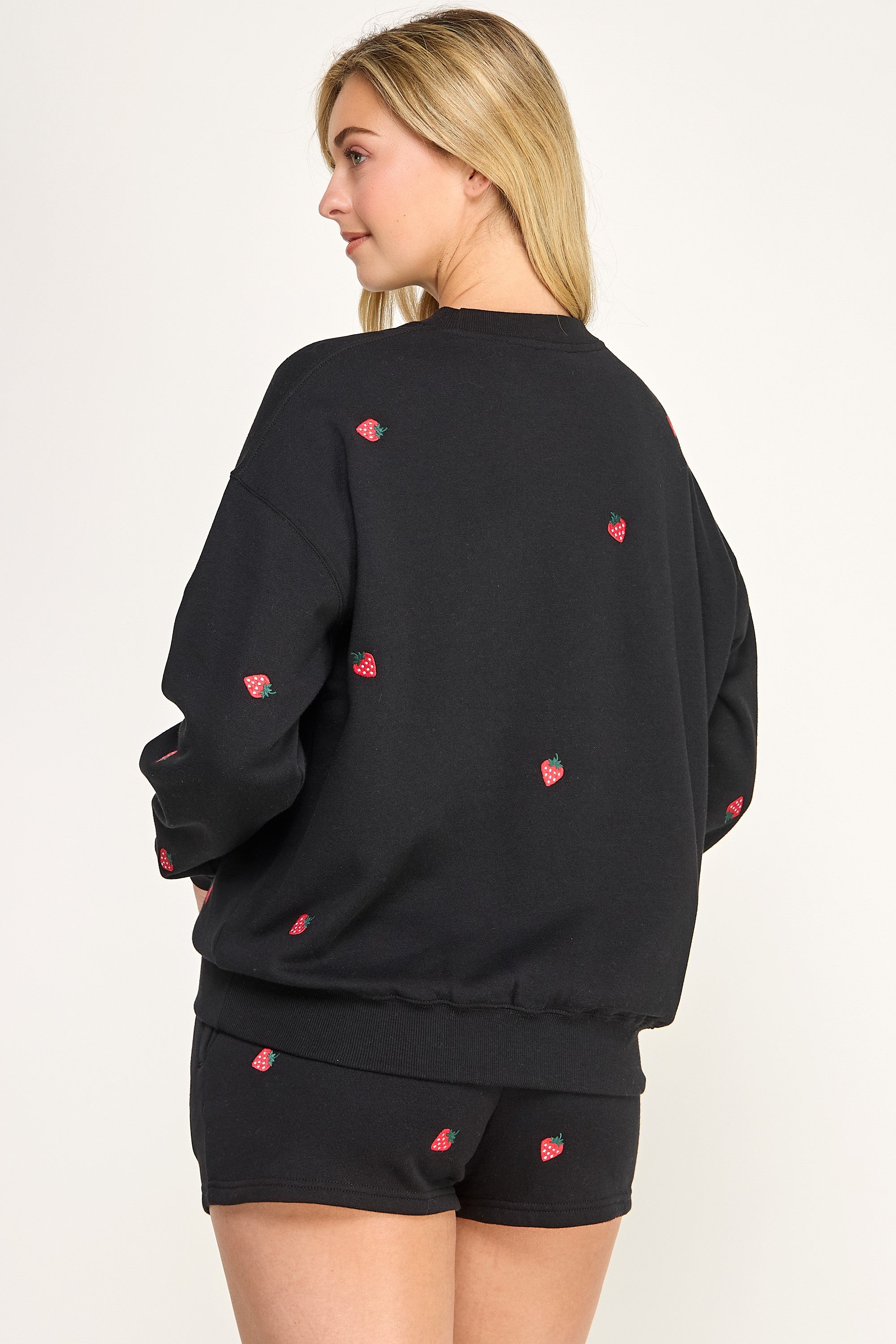 Reflex- Women Crewneck Strawberry All Over Emb- T2032