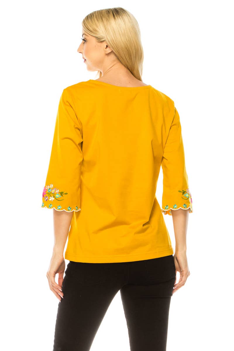 Adult Women's Traditional Embroidered 3 Quarter Sleeve - MT804
