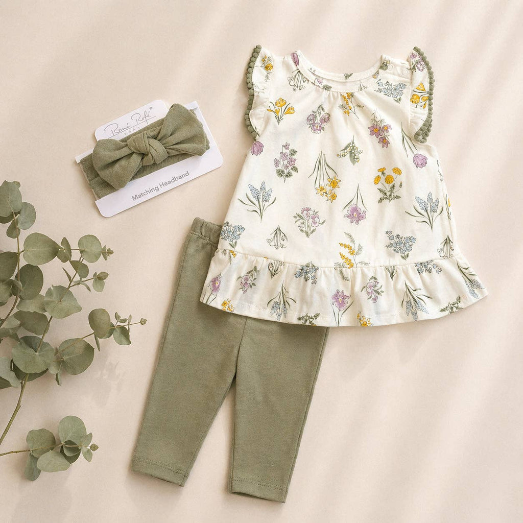 Conjunto de top, capri leggings y diadema para bebé niña Rene Rofe - R001G501