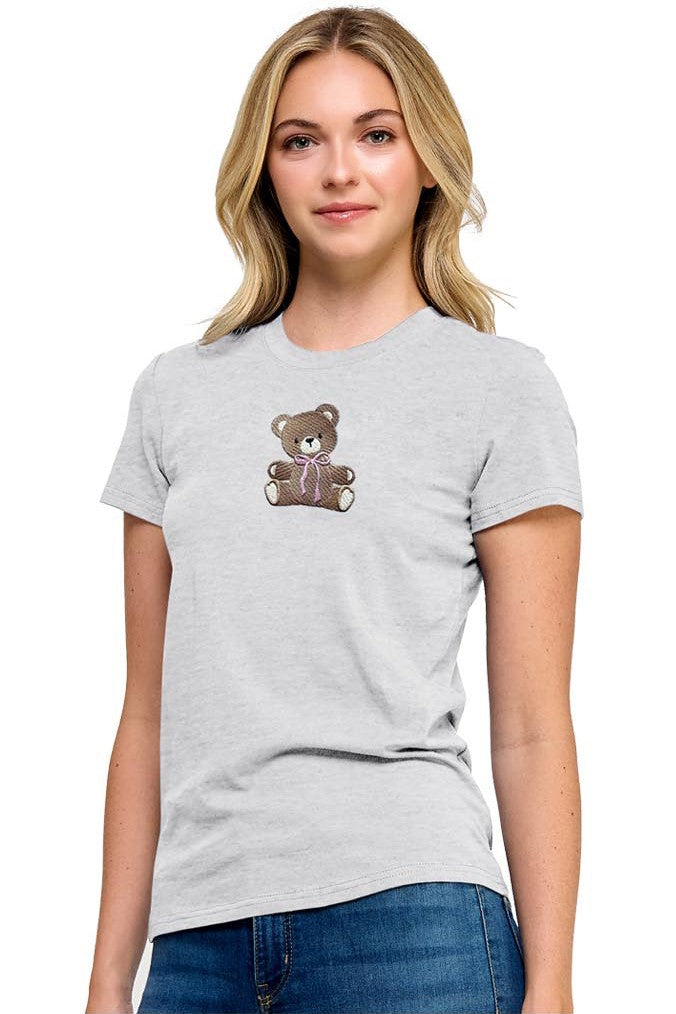 Reflex - Women's Basic Short Sleeve T-shirt With Bear Embroidery - S096