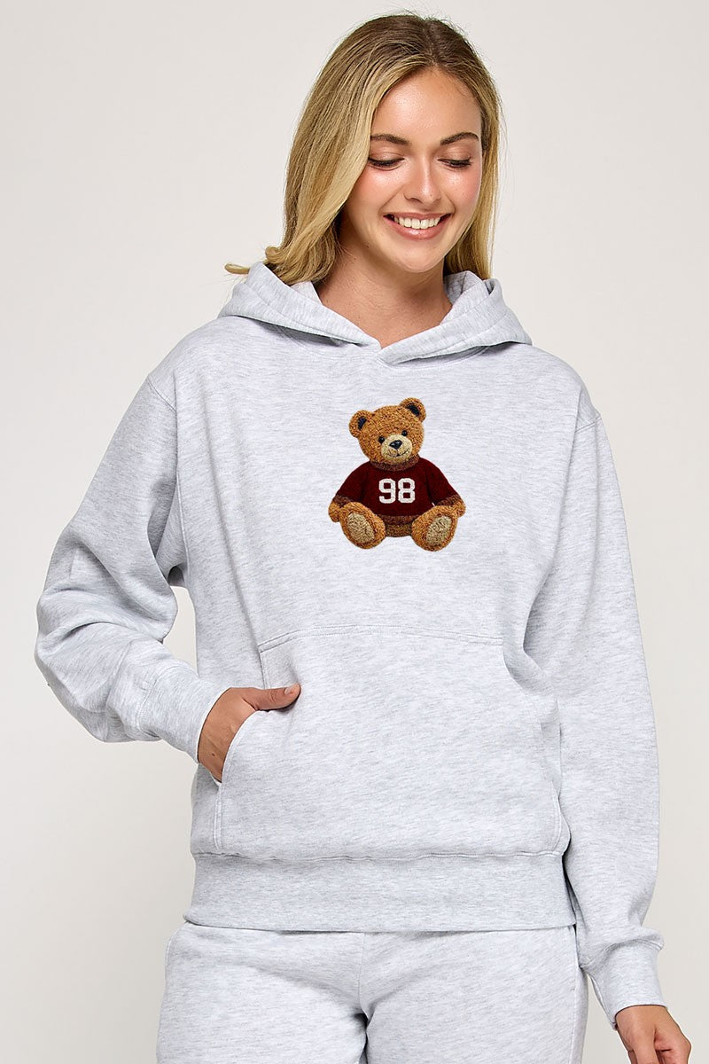 Reflex- Sudadera de chenilla con oso y parche para mujer - JU2045