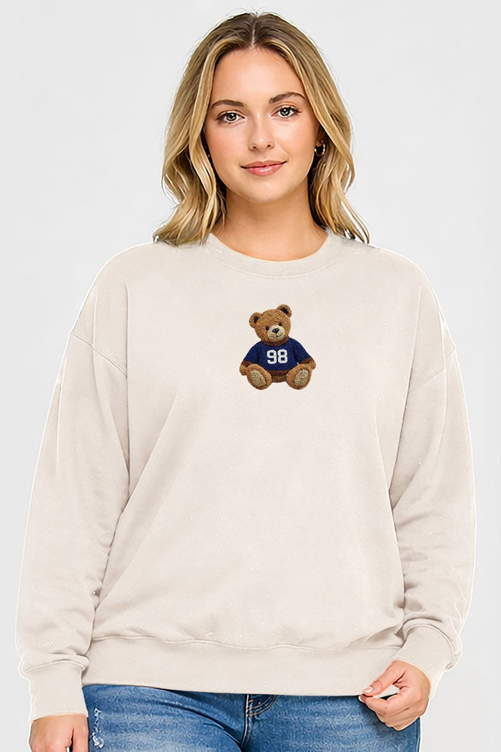 Reflex - Women's [Plus] Fleece Relaxed Fit Sweatshirt With Bear Chenille Patch - T2049B