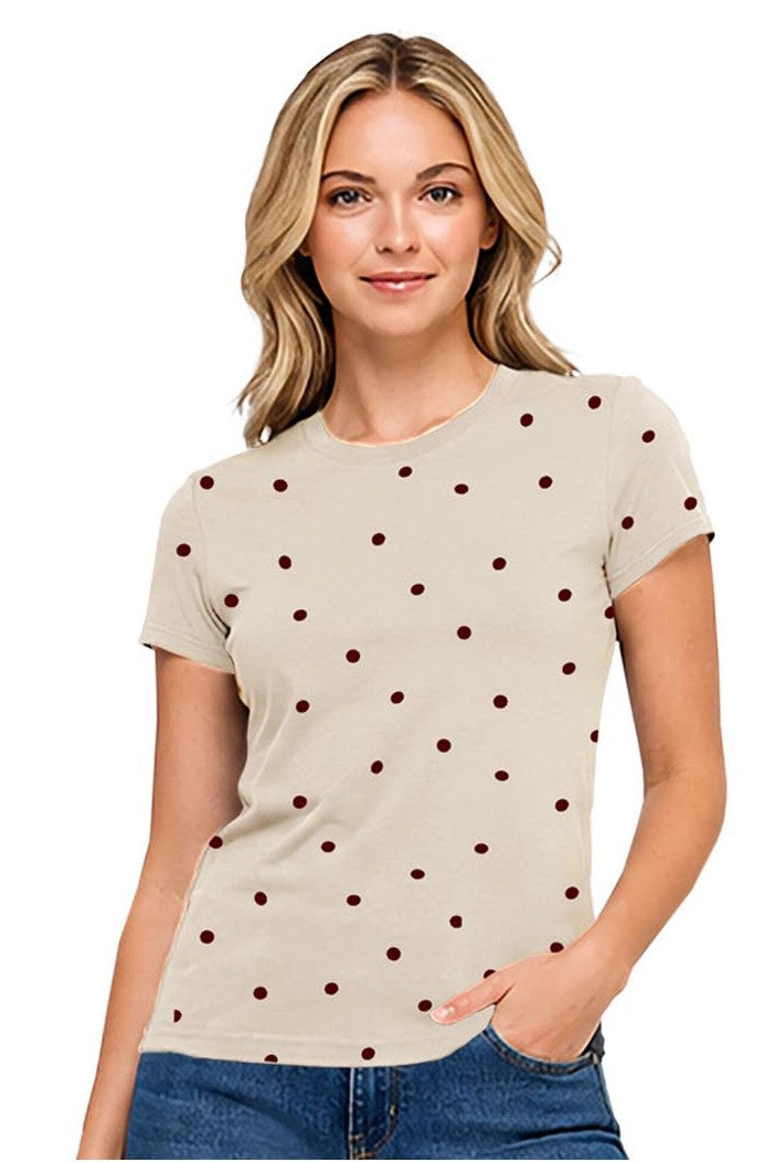 Reflex - Women's Basic Short Sleeve Babe Polka Dot T-shirt - S129