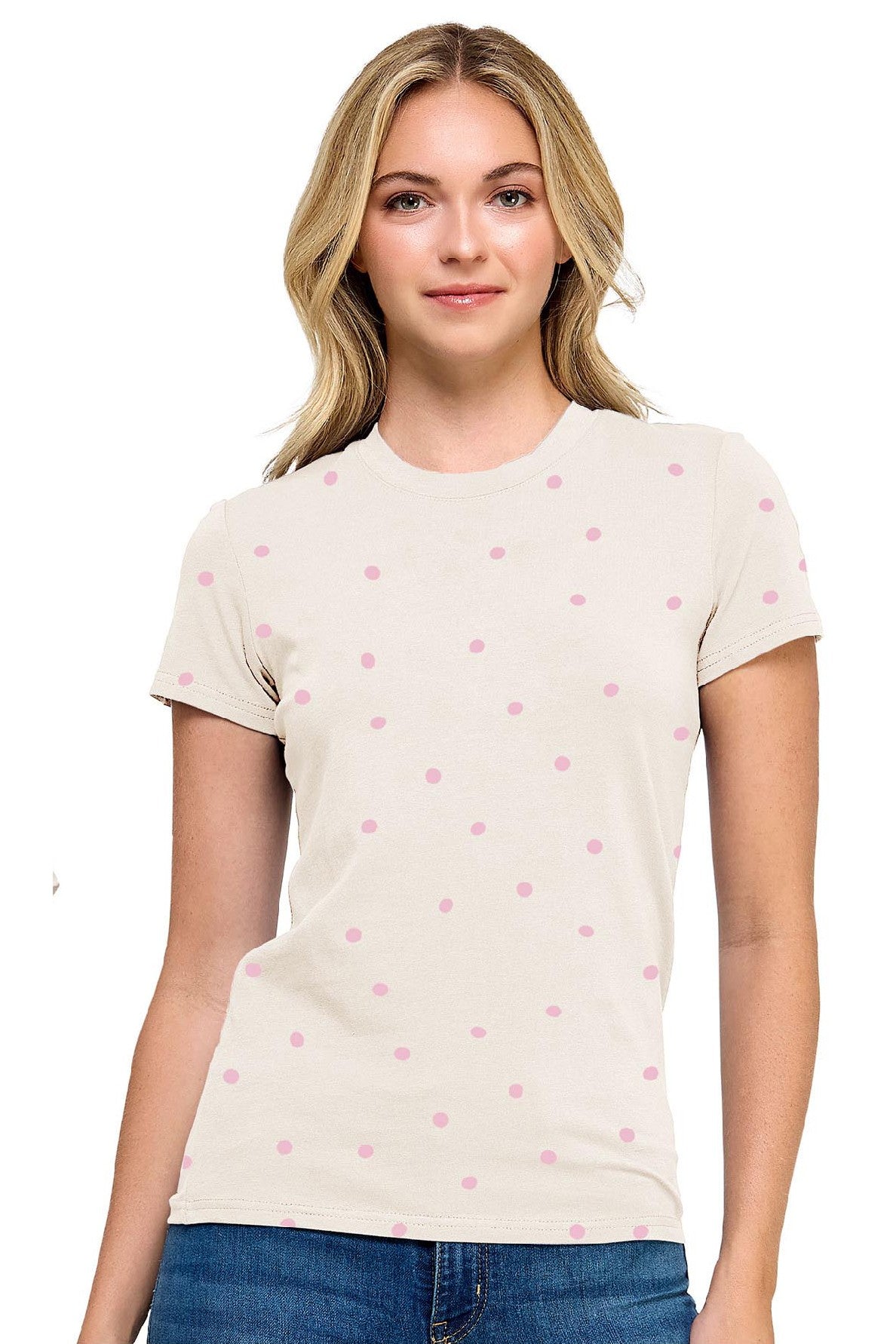 Reflex - Women's Basic Short Sleeve Babe Polka Dot T-shirt - S129