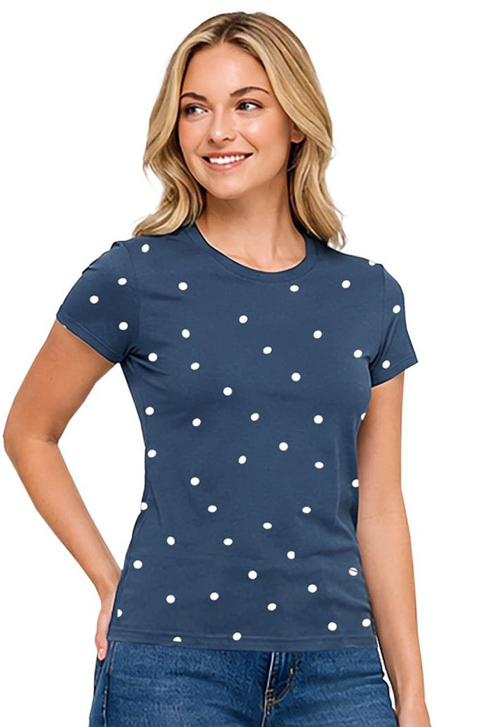 Reflex - Women's Basic Short Sleeve Babe Polka Dot T-shirt - S129
