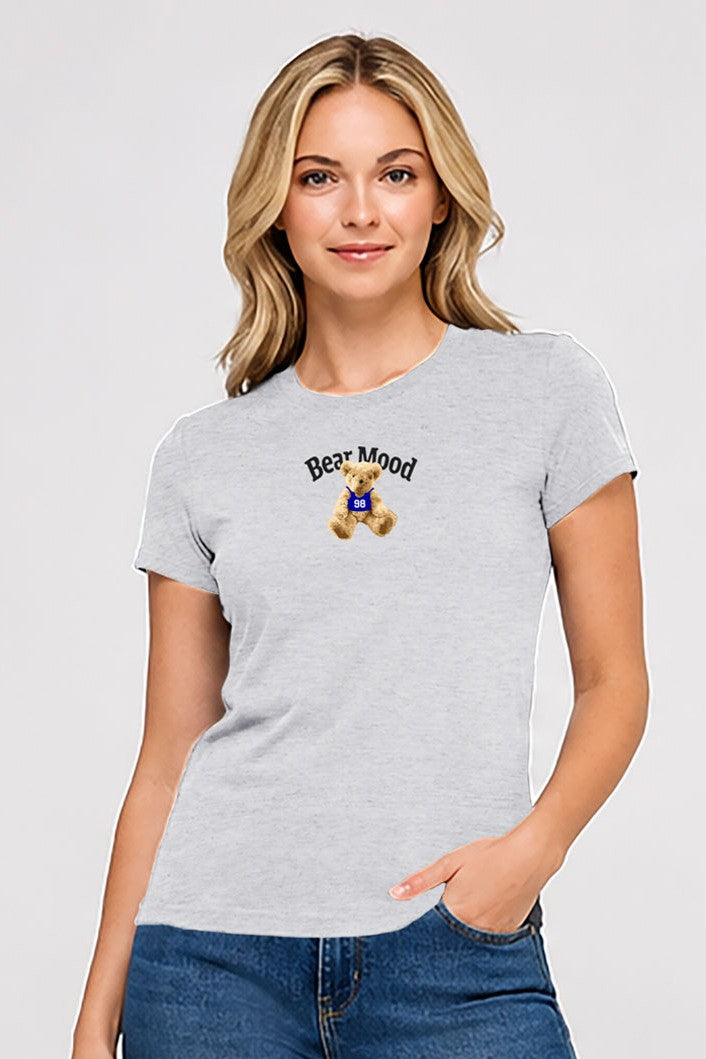 Reflex - Women's Basic Short Sleeve T-shirt With Bear Print - S161