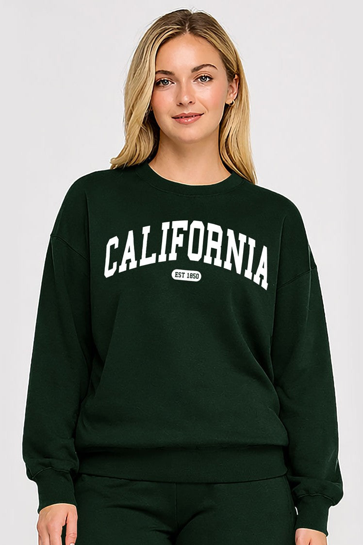 Reflex - Women's [Plus] Basic Fleece Sweatshirt With California Print - T2003B