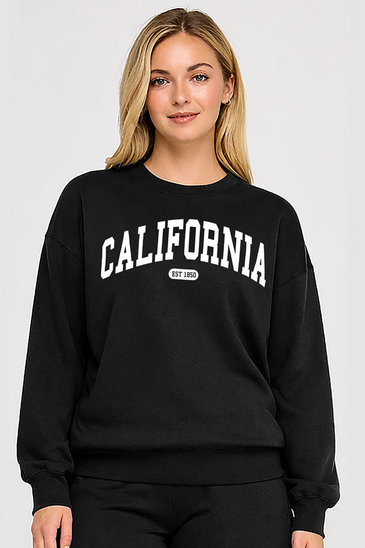Reflex - Women's [Plus] Basic Fleece Sweatshirt With California Print - T2003B