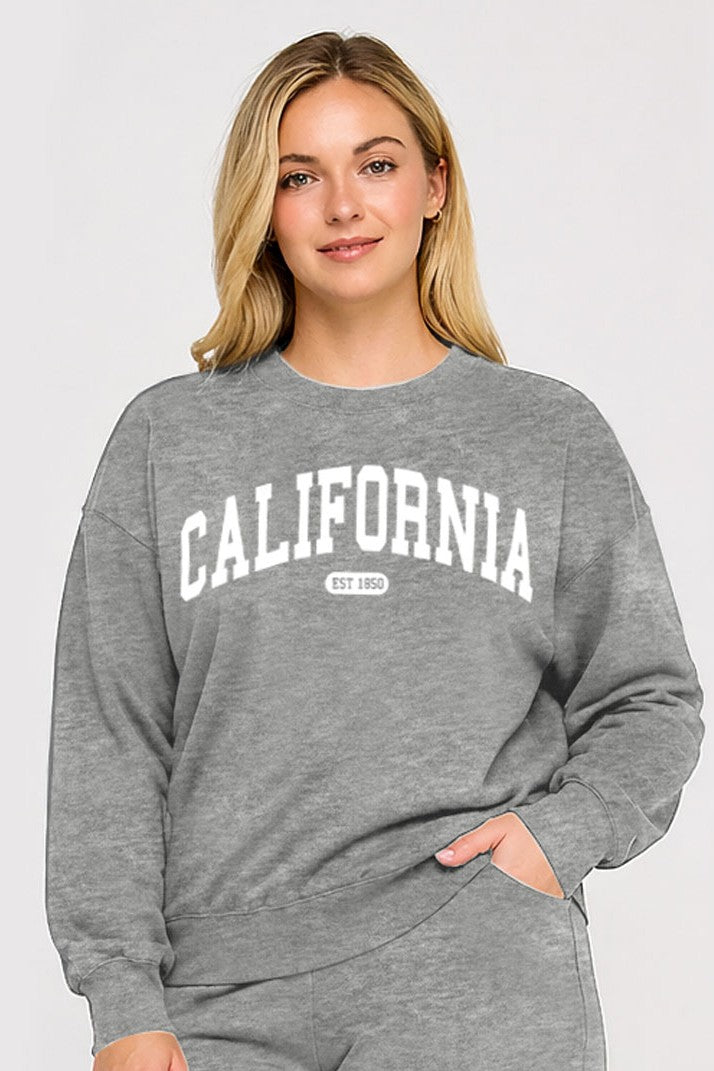 Reflex - Women's [Plus] Basic Fleece Sweatshirt With California Print - T2003B