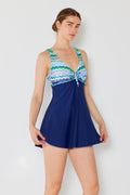 Women's Skirted Maillot 1pc - Zigzag Blue - PF838