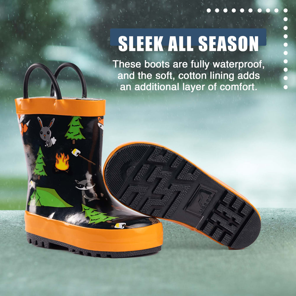 Norty Waterproof Rubber Rain Boots - 40675 - Black Campfire