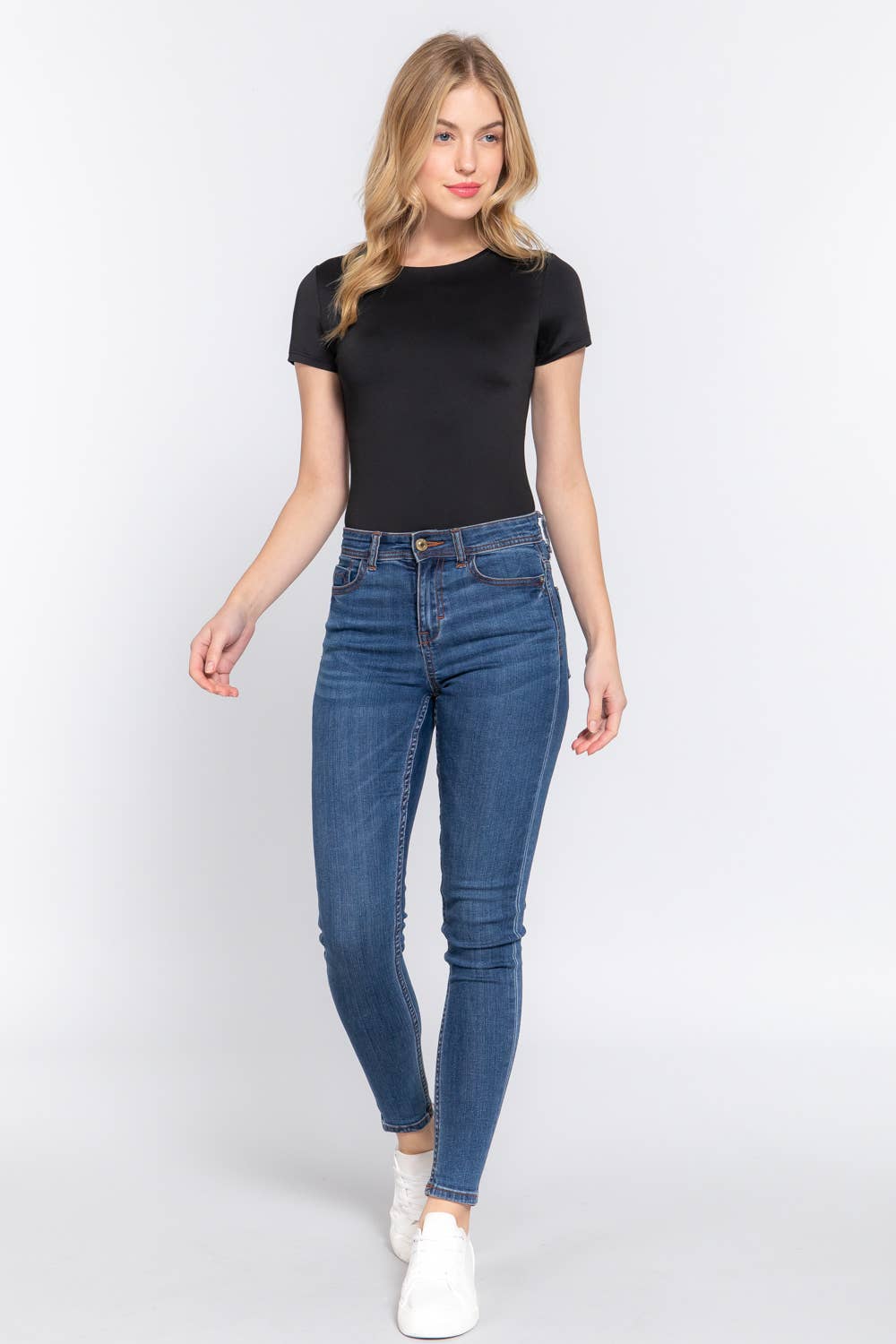 Active USA - Women's Short Sleeve Crew Neck ITY Bodysuit - P13920