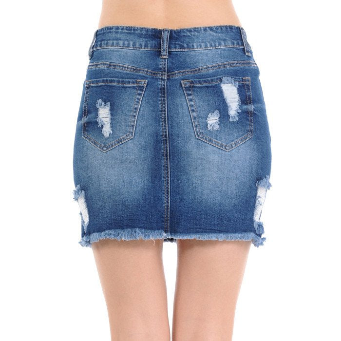 Wax Jean - Women's Denim Distressed Skirt Women - 90114