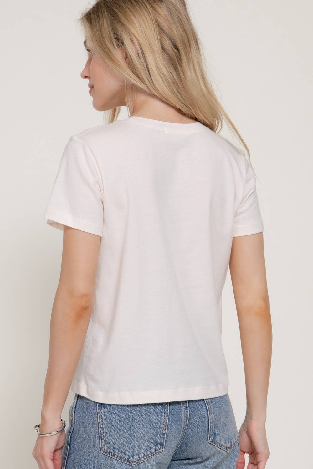 Active USA - Women's Short Sleeve Crew Neck with Rhinestone Tee - T15092