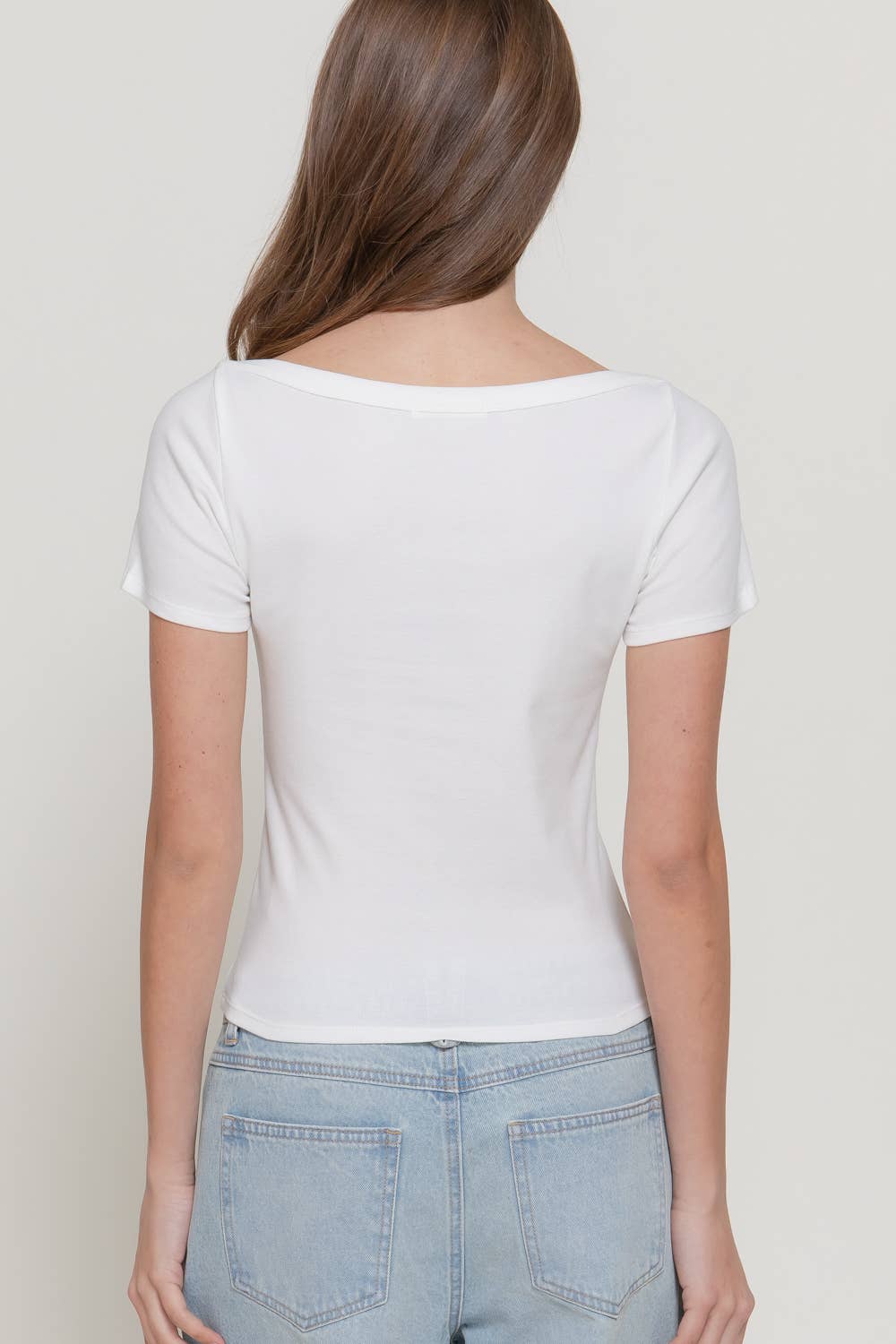 Active USA - Short Sleeve Boat Neck Graphic Print Knit Top - T15307